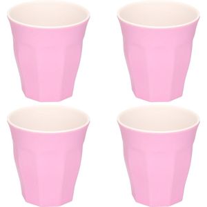 4x stuks onbreekbare kunststof/melamine roze drinkbeker 9 x 8.7 cm voor outdoor/camping