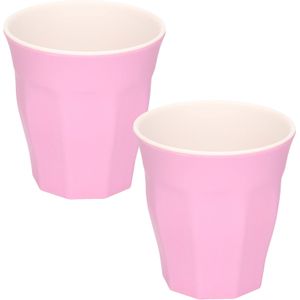 8x stuks onbreekbare kunststof/melamine roze drinkbeker 9 x 8.7 cm voor outdoor/camping/picknick/strand