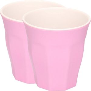 10x stuks onbreekbare kunststof/melamine roze drinkbeker 9 x 8.7 cm voor outdoor/camping/picknick/strand