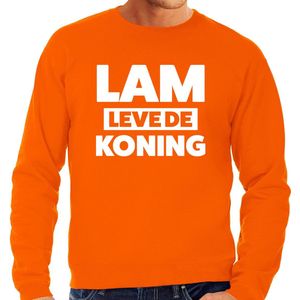Koningsdag sweater Lam leve de koning - oranje - heren - koningsdag outfit / kleding L