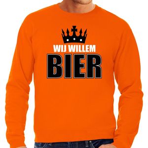 Koningsdag sweater Wij Willem bier - oranje - heren - koningsdag outfit / kleding