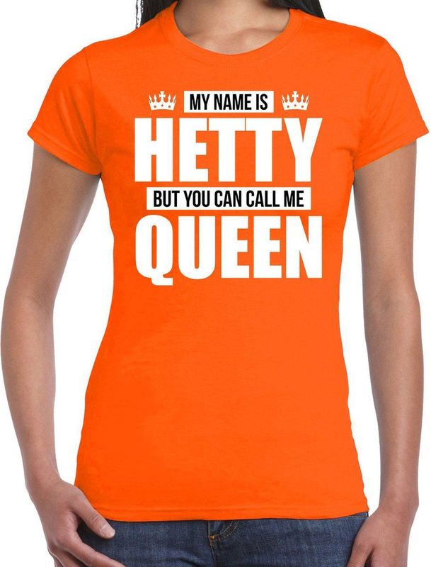 Bellatio Decorations - T-shirt - Oranje - Katoen - My name is Hetty