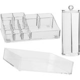 5five - Make-up Organizer Set - Transparant - Kunststof - 3 Onderdelen