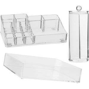5five - Make-up Organizer Set - Transparant - Kunststof - 3 Onderdelen