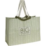 Set van 2x stuks extra grote boodschappen Shopper tas 70 x 48 cm groen - Met stevige hengsels