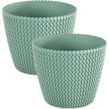 Prosperplast - Splofy - Plantenpot - Mint Groen - Kunststof - Set van 2