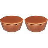 Set van 2x stuks terras asbakken/stormasbakken rond keramiek 11 x 5 cm rood - Asbakken