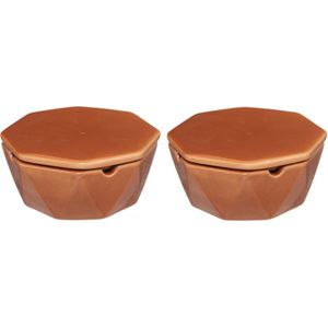 Set van 2x stuks terras asbakken/stormasbakken rond keramiek 11 x 5 cm rood - Asbakken