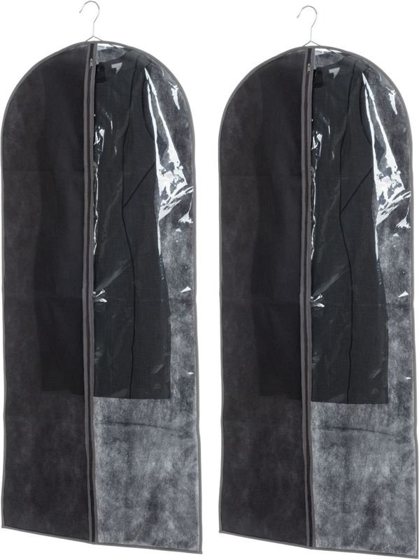 5Five Kleding/beschermhoes - Set van 10x stuks - pp kunststof - met venster - zwart - 135 x 60 cm -  - Kledinghoezen