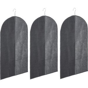 Set van 3x stuks kleding/beschermhoezen linnen grijs 100 cm - Kledingzak