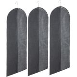 Set van 3x stuks kleding/beschermhoezen linnen grijs 130 cm - Kledingzak