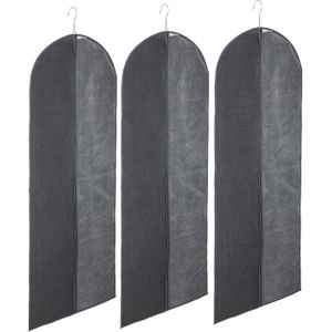 Set van 3x stuks kleding/beschermhoezen linnen grijs 130 cm - Kledingzak