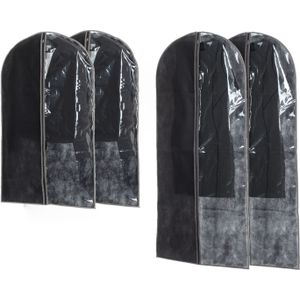 Set van 10x stuks kledinghoezen grijs 135/100 cm inclusief kledinghangers - Kledingzak met klerenhangers