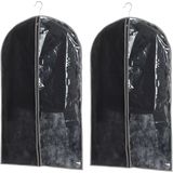 Set van 2x stuks kleding/beschermhoes zwart 100 cm inclusief kledinghangers - Kledinghoezen