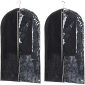 Set van 10x stuks kleding/beschermhoes zwart 100 cm inclusief kledinghangers - Kledingzak met klerenhangers