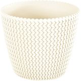 Set van 3x stuks plantenpotten/bloempotten kunststof dia 19 cm en hoogte 16 cm creme wit