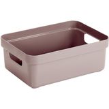 3x stuks opbergboxen/opbergmanden roze van 9 liter kunststof met transparante deksel 35 x 25 x 12 cm