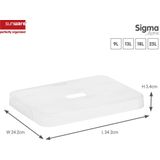 Opbergboxen/opbergmanden donkerblauw van 13 liter kunststof met transparante deksel 35 x 25 x 18 cm