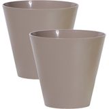 Set van 2x stuks plantenpotten/bloempotten kunststof dia 40 cm en hoogte 37 cm taupe/beige voor binnen/buiten