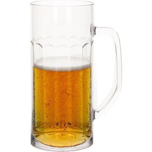 Bierpul/bierglas ribbel - 1x - transparant onbreekbaar kunststof - 56 cl/560 ml - Oktoberfest/bierfeest glazen