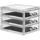 Make-up Organizer Set - Transparant - Kunststof - Inclusief LED Spiegel