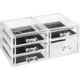 Make-up Organizer Set - Transparant - Kunststof - Inclusief LED Spiegel