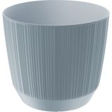 Prosperplast Plantenpot - 2x stuks - stripe - steengrijs - D20xH17 cm - Plantenpotten
