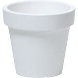 4x Stuks Basic Plantenpot/Bloempot Kunststof Dia 13.5 Cm/Hoogte 12 cm Parel Wit Voor Binnen/Buiten