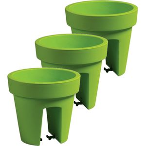 3x stuks balkon plantenpot/bloempot lime groen 5 liter kunststof D25 x H22.5 cm