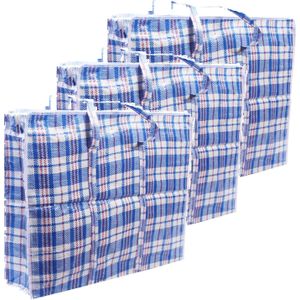 3x stuks wastas/boodschappentas/opbergtas/kussenstas blauw print - 100 x 70 x 30 - Jumbo shoppers