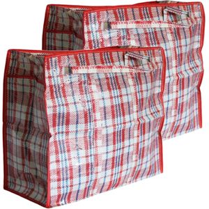 2x stuks wastas/boodschappentas/opbergtas/kussenstas rood print - 80 x 70 x 30 - Jumbo shoppers