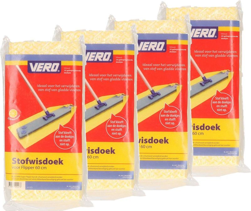 100x Stofdoeken met citroengeur voor Vero stofwisser - 60 cm - VloerFlipper60 - Huishouden - Schoonmaken - Stofwissers/vloerwissers stofdoekjes