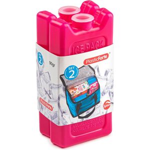 Voordeelset van 2x stuks koelelementen 11 x 5.5 cm in het roze plastic