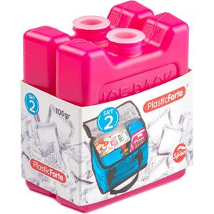Voordeelset van 2x stuks kleine koelelementen 7 x 8 cm in het roze plastic