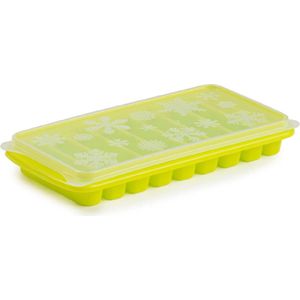 Tray met Flessenhals Ijsblokjes/Ijsklontjes Ijsblok Staafjes Vormpjes 10 Vakjes Kunststof Groen met Afsluit Deksel
