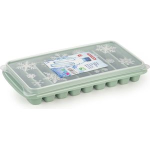 Tray met Flessenhals ijsblokjes/ijsklontjes ijsblok staafjes vormpjes 10 vakjes kunststof mintgroen met afsluit deksel