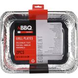 Set van 4x stuks barbecue bereidingsbakken vierkant 33 x 32 cm - Vlees grillen - BBQ rooster