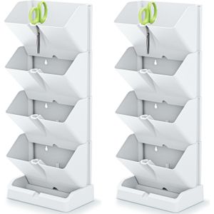 Verticale kruidentuin - 2x - modulair - wit - 20 x 11 x 48 cm - Plantenpotten