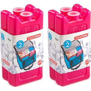 Voordeelset van 4x stuks koelelementen 11 x 5.5 cm in het roze plastic