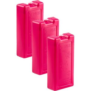 6x stuks 1100 grams koelelementen 22 x 11.5 x 5 cm roze plastic