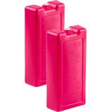 8x stuks 1100 grams koelelementen 22 x 11.5 x 5 cm roze plastic