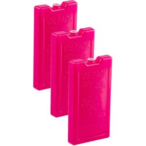 6x stuks 500 grams koelelementen 20 x 10.5 x 2.5 cm roze plastic