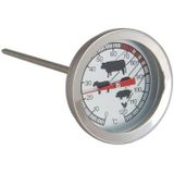 Kiprooster/kippengrill voor de barbecue/BBQ/oven RVS 20 cm - Met analoge vleesthermometer / braadthermometer