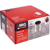 Kiprooster/kippengrill voor de barbecue/BBQ/oven RVS 20 cm - Met analoge vleesthermometer / braadthermometer