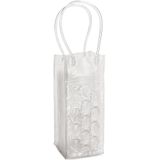 2x stuks transparante PVC koeltas draagtas voor flessen 25 cm - Handige koeltassen voor wijnflessen/frisdrankflessen voor onderweg