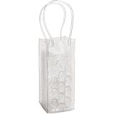 3x stuks transparante PVC koeltas draagtas voor flessen 25 cm - Handige koeltassen voor wijnflessen/frisdrankflessen voor onderweg