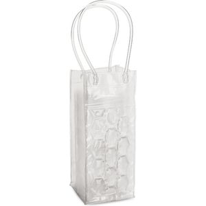 3x stuks transparante PVC koeltas draagtas voor flessen 25 cm - Koelelementen