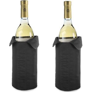 2x stuks zwarte flessenkoelers koelhoes zwart voor flessen 32 x 23 cm
