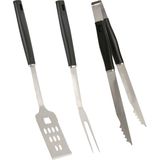 BBQ/barbecue gereedschap set 3-delig RVS - Met zwart BBQ schort The GrillFather - Vaderdag cadeau