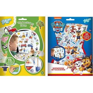 Kinder autoraam beplakken stickers combinatie set boerderij en Paw Patrol thema - Vinyl stickers